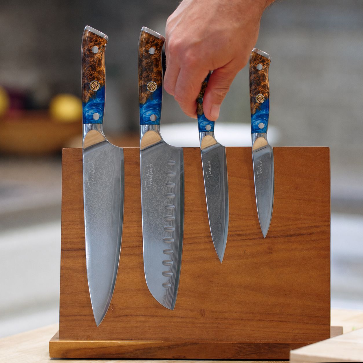 Burl Wood Chef Knife Set