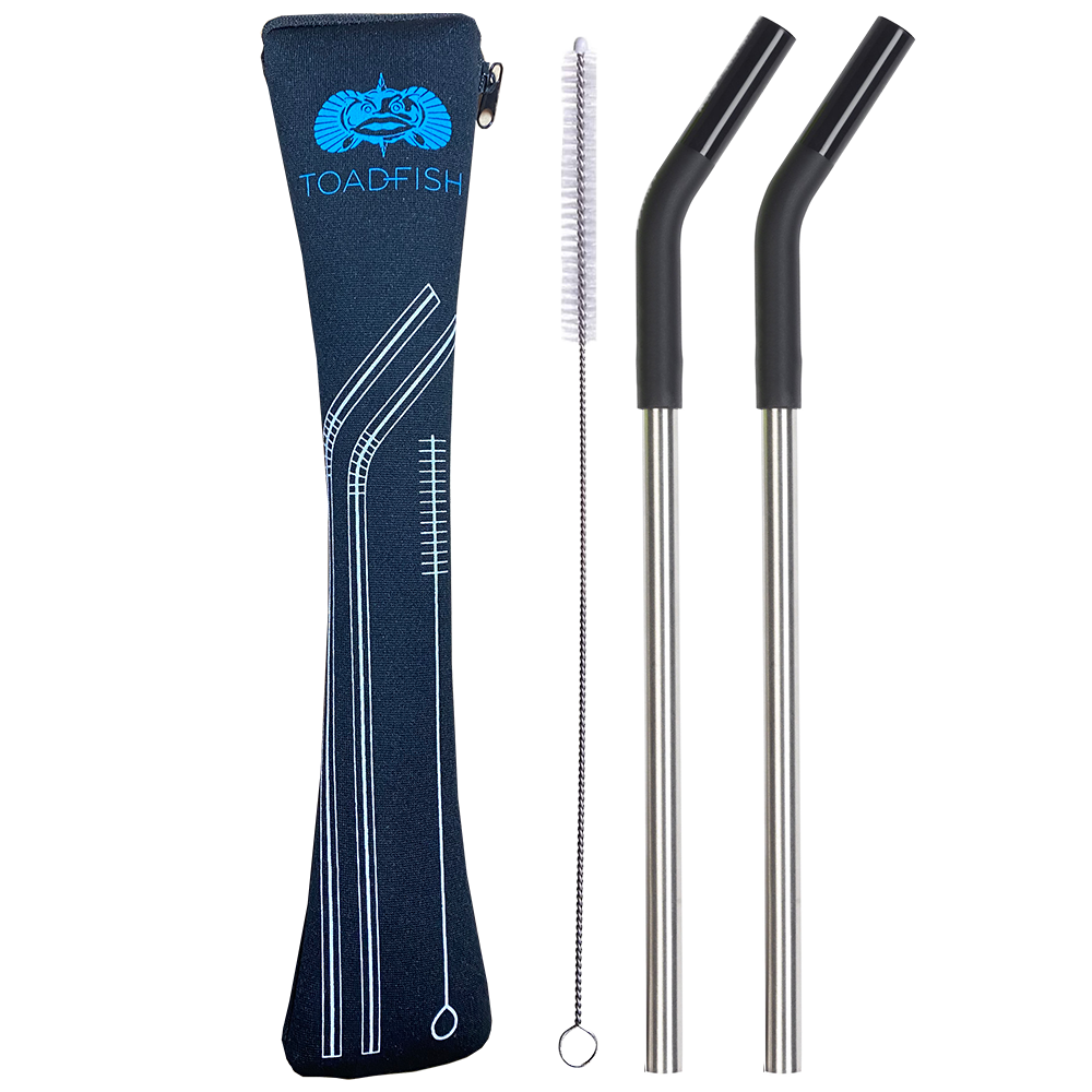 Toadfish 2 Pack Stainless Steel Straws w/ Case & Cleaner Drinkware Accessories Feed Exclusions