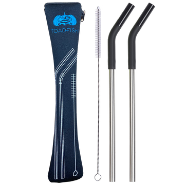 Toadfish 2 Pack Stainless Steel Straws w/ Case & Cleaner Drinkware Accessories Feed Exclusions 