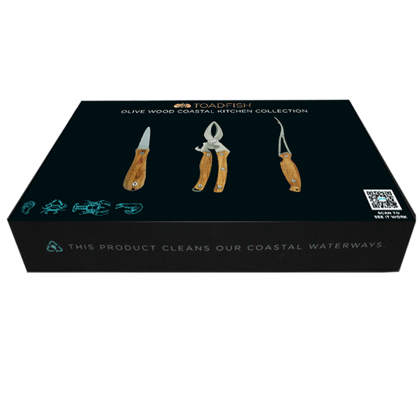 Toadfish Olive Wood Coastal Kitchen Tool Set