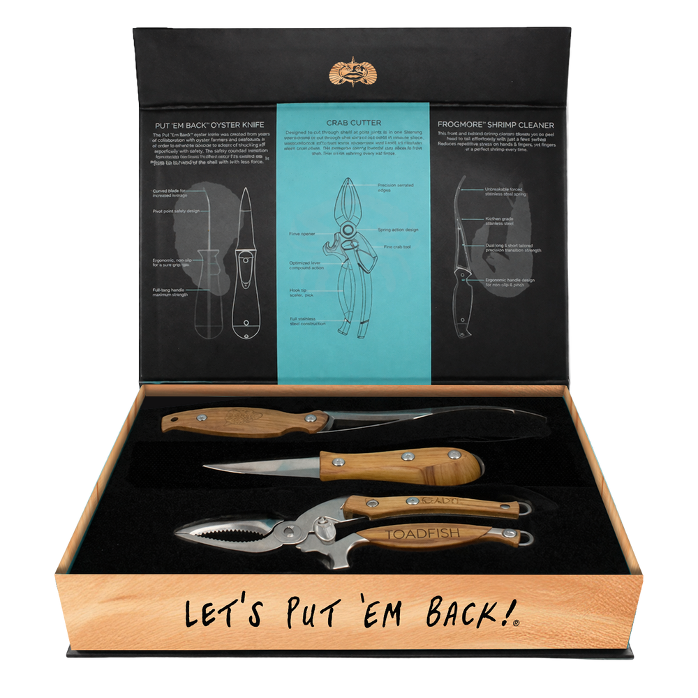 Toadfish Olive Wood Coastal Kitchen Tool Set