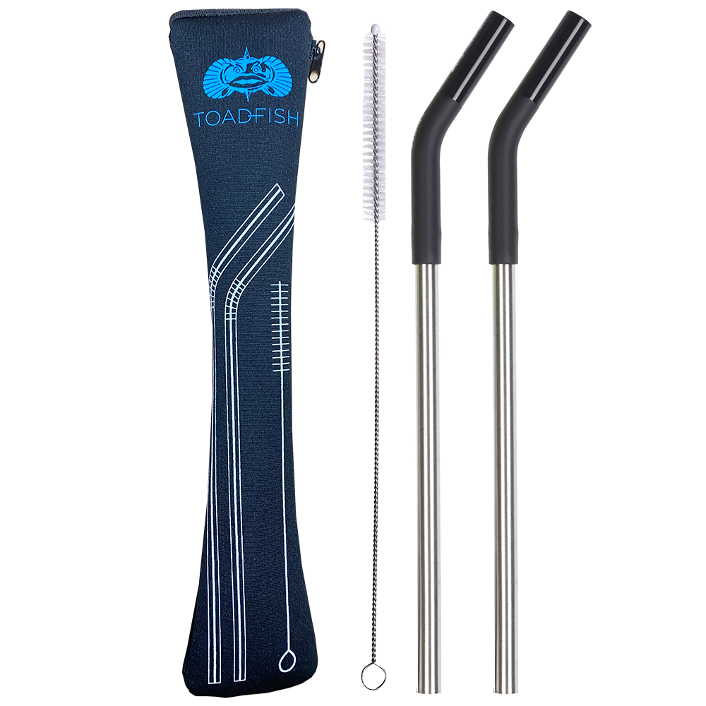 Toadfish 2 Pack Stainless Steel Straws w/ Case & Cleaner Drinkware Accessories Feed Exclusions 